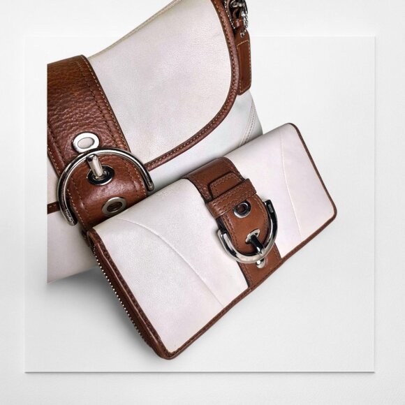 COACH Soho satchel, shoulder bag,Y2k brown and ivory with wallet set - Picture 12 of 13
